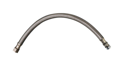 Emery Jensen stainless steel braided faucet supply line, 20-inch length, flexible plumbing connector for kitchen or bathroom sink.