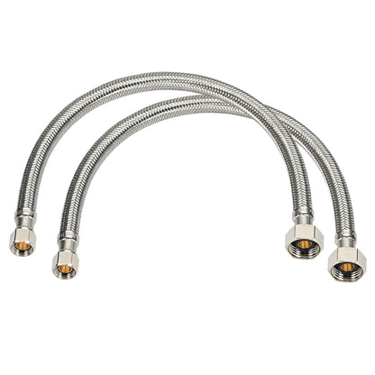 Emery Jensen stainless steel braided FCT CNNCTR 1/2x3/8 connectors, 2-pack, durable metal construction for plumbing fittings