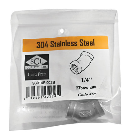 FEMALE ELBOW 45 1/4" SS