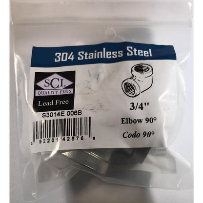 FEMALE ELBOW 90 3/4" SS
