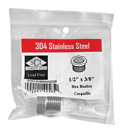 HEX BUSHING 1/2X3/8" SS