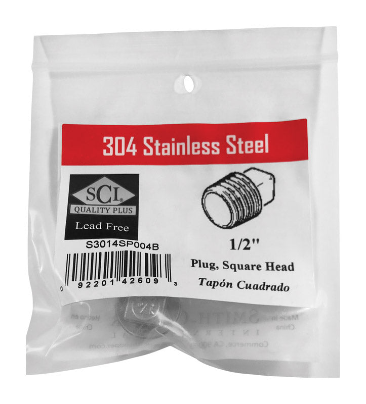 SQ HEAD PLUG 1/2" SS