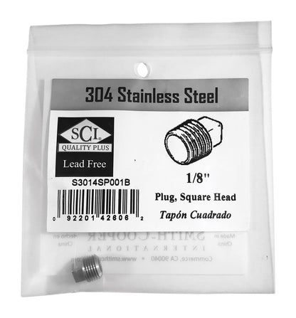 SQ HEAD PLUG 1/8" SS