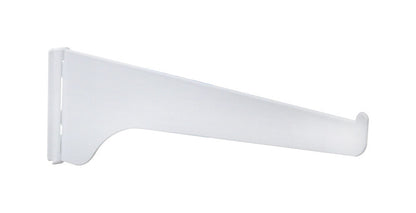 Set of 10 white 8-inch Emery Jensen shelf brackets for sturdy wall mounting, ideal for supporting shelves in various spaces.