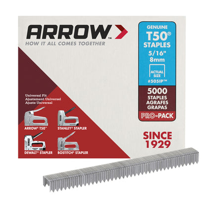 Emery Jensen T50 staples, 5/16 inch size, pack of 5000, suitable for heavy-duty stapling tasks