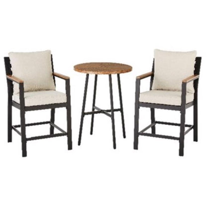 Emery Jensen CECILY 3-piece steel balcony dining set with table and two chairs, outdoor metal furniture for small balconies.