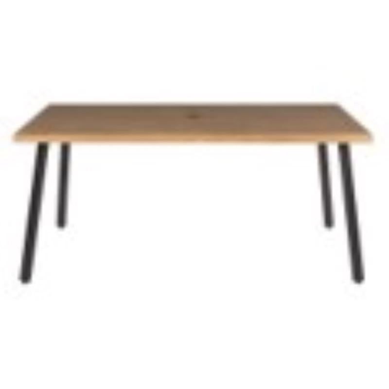 Emery Jensen steel dining table with a brown finish, 66-inch size, part of a modern steel dining set.