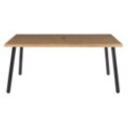 Emery Jensen steel dining table with a brown finish, 66-inch size, part of a modern steel dining set.