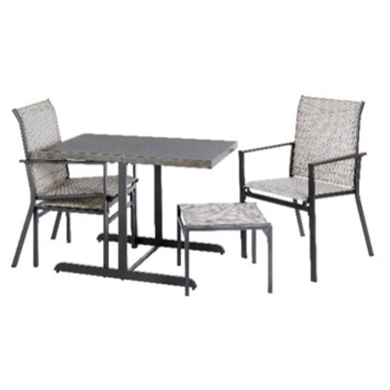 Emery Jensen Sawyer 5-piece steel bistro dining set with two chairs and a small round table, outdoor patio furniture.