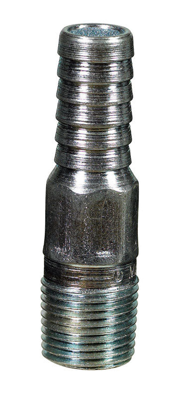 Emery Jensen steel insert fitting ADAPTR GALV 1/2" barb to MPT connection for plumbing and industrial applications.