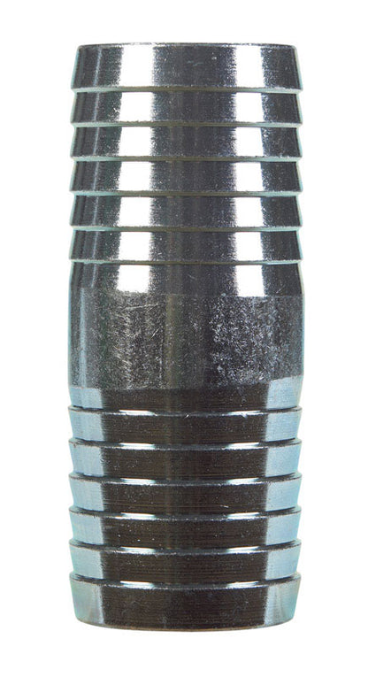 Steel insert fittings for couples galv 1-inch box and barb connection by Emery Jensen, showing the fitting's threaded end and connection points.
