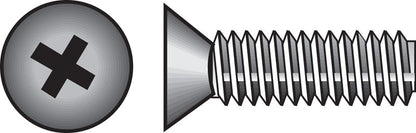 Emery Jensen steel machine screw FH PHL MS Z 1/4-20x1 1/2 with threaded zinc coating, close-up view.