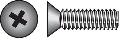Steel machine screw by Emery Jensen, FH PHL MS Z 1/4-20X1 1/4, showing the threaded steel screw with a shiny finish.