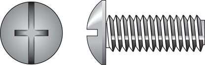 Emery Jensen steel machine screw combo 8-32x1.25 with a Phillips head, shown in a close-up image.