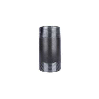 Black steel nipples from Emery Jensen, 1.5"x3" size, designed for plumbing or industrial applications, shown in the image.