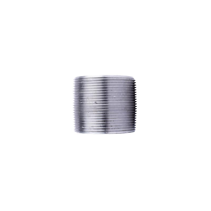 Black 2-inch steel nipples from Emery Jensen, 12-inch length with close threading, shown in a close-up image.