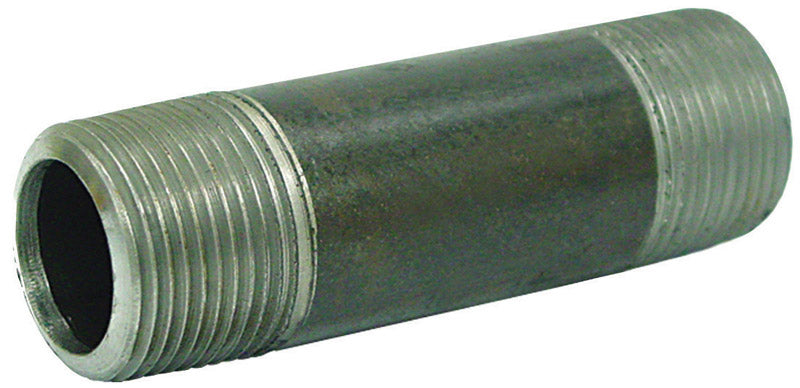 Black steel nipple fitting, 1/4 inch by 1.5 inches, from Emery Jensen, shown in a close-up image of the threaded pipe connector.