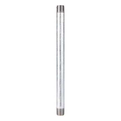Emery Jensen galvanized steel nipple, 1/2 inch diameter, 12 inches long, used for plumbing or pipe fittings.