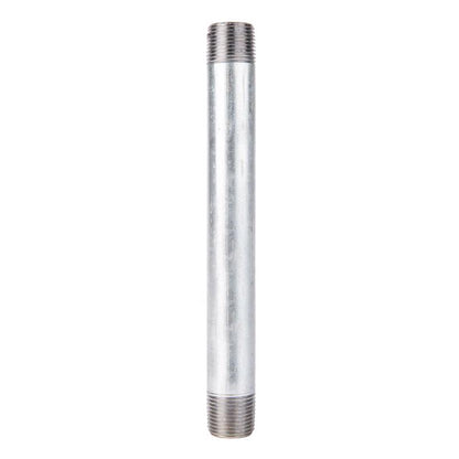 Emery Jensen steel nipple, 1/2 inch by 7 inches, galvanized steel pipe fitting with male threaded ends for plumbing applications