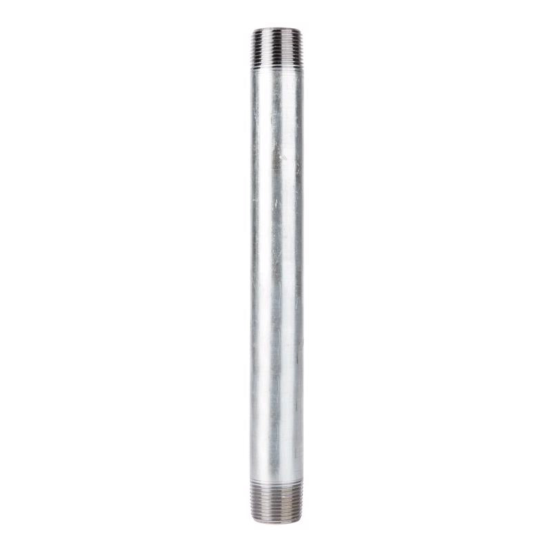 Emery Jensen steel nipple, 1.5-inch by 12-inch galvanized pipe fitting for plumbing applications.