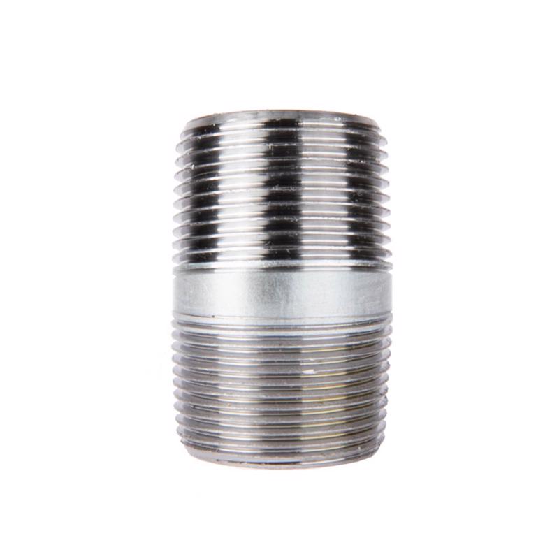 Emery Jensen steel nipple, 2x2.5 inches, galvanized for durability, shown in a close-up view of the 12-inch length.