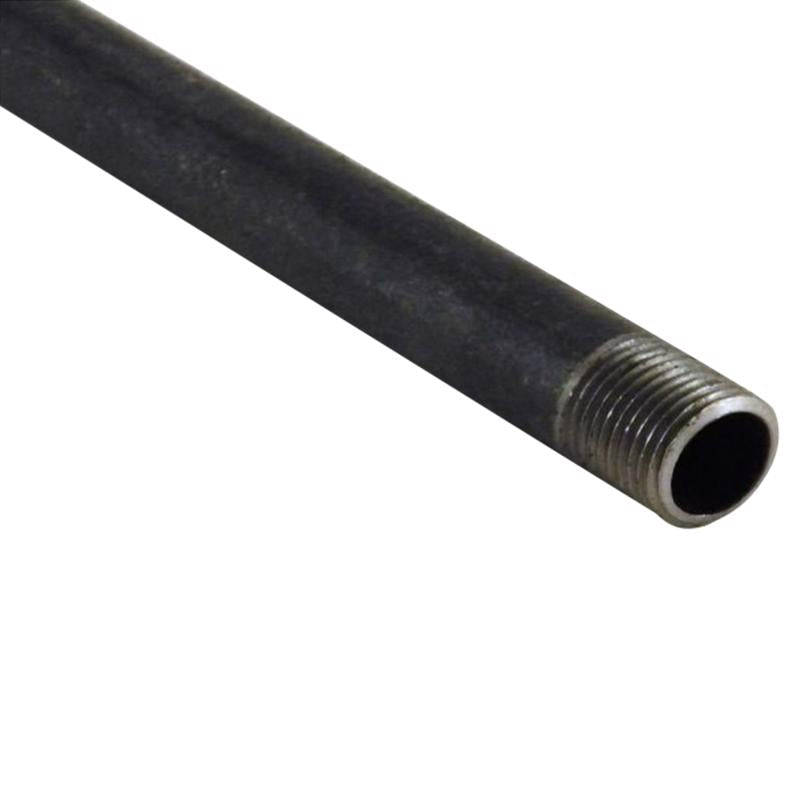 Black steel pipe from Emery Jensen, 1-1/2 inch diameter, 10 to 21 feet long, shown in a standard industrial setting.