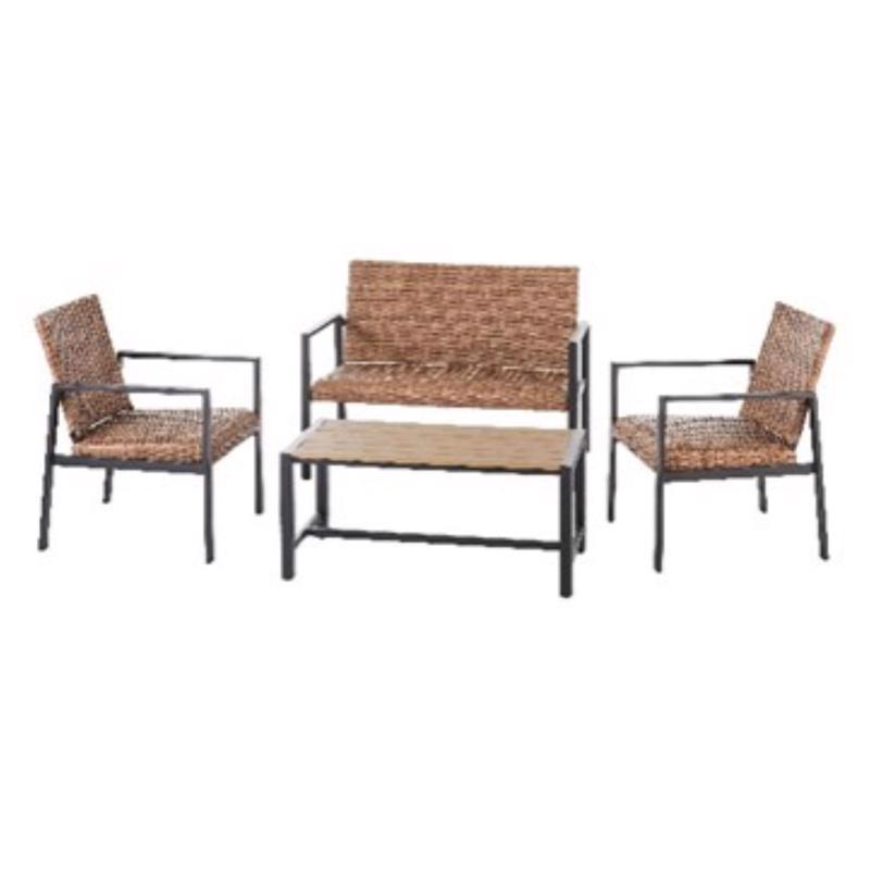 Emery Jensen AMATO 4-piece loveseat set with steel frames, including two loveseats, a coffee table, and matching cushions.