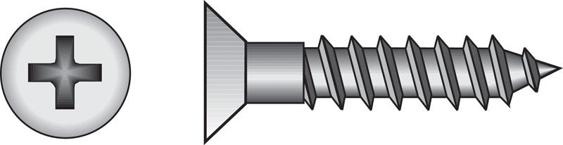 Emery Jensen steel wood screw PHILLIP FH WS Z 12x1 3/4 with zinc coating for durable fastening in woodworking projects