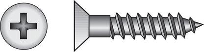 Emery Jensen steel wood screw, PHILLIP FH WS Z 6x1.5, with zinc finish, shown in a close-up image highlighting the screw's threading