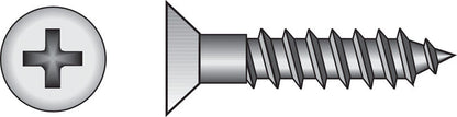 Emery Jensen steel wood screw, PHILLIP FH WS Z 6x1/2, with a zinc finish and Phillips head for woodworking projects.