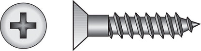 Steel wood screw by Emery Jensen, PHILLIP FH WS Z 6x5/8, shown in a close-up image with a zinc finish for durability.