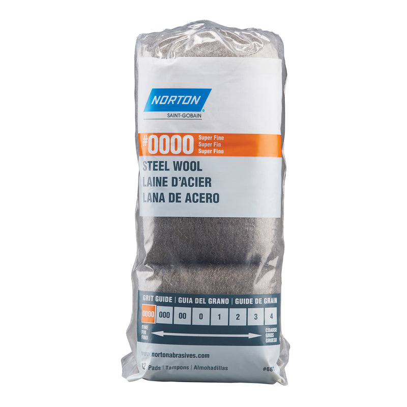 Emery Jensen steel wool 0000 SF 12-pack for cleaning, polishing, and sanding surfaces, shown in a clear image.