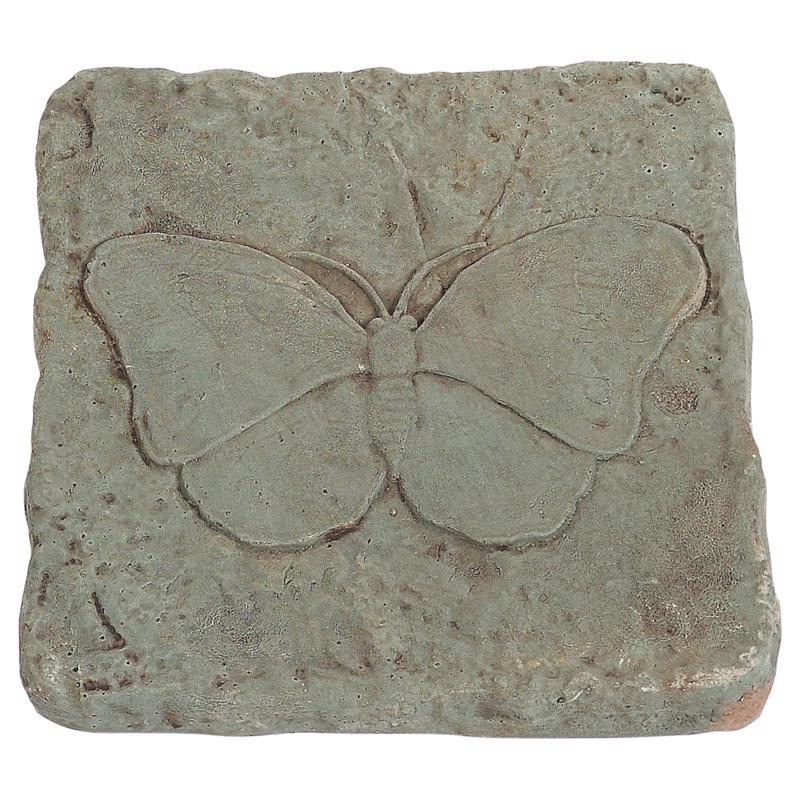 Set of five Emery Jensen butterfly stepping stones, 12x12 inches, decorative outdoor garden stones for pathways and landscaping.