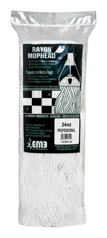 Emery Jensen CutEnd rayon mophead for stick mops, 24 oz, with durable, absorbent rayon strands for efficient cleaning.
