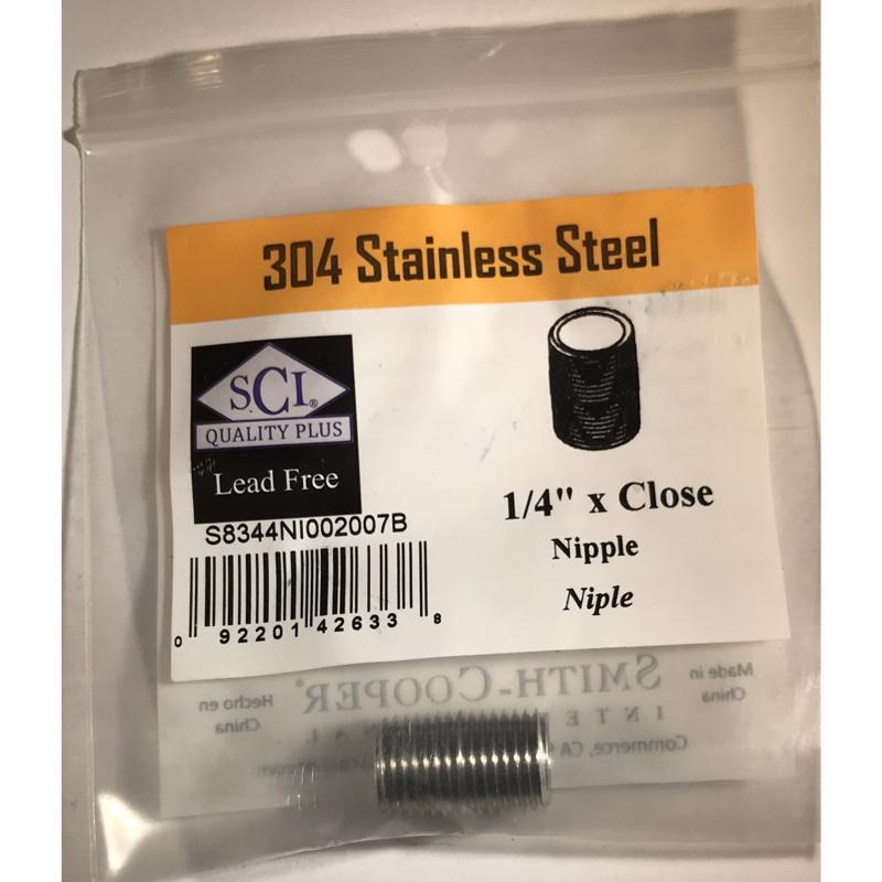NIPPLE SS 1/4"XCLOSE