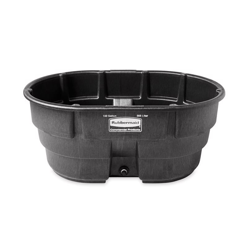 Emery Jensen 150-gallon poly stock tank for livestock watering and storage, shown with a smooth, durable plastic surface.