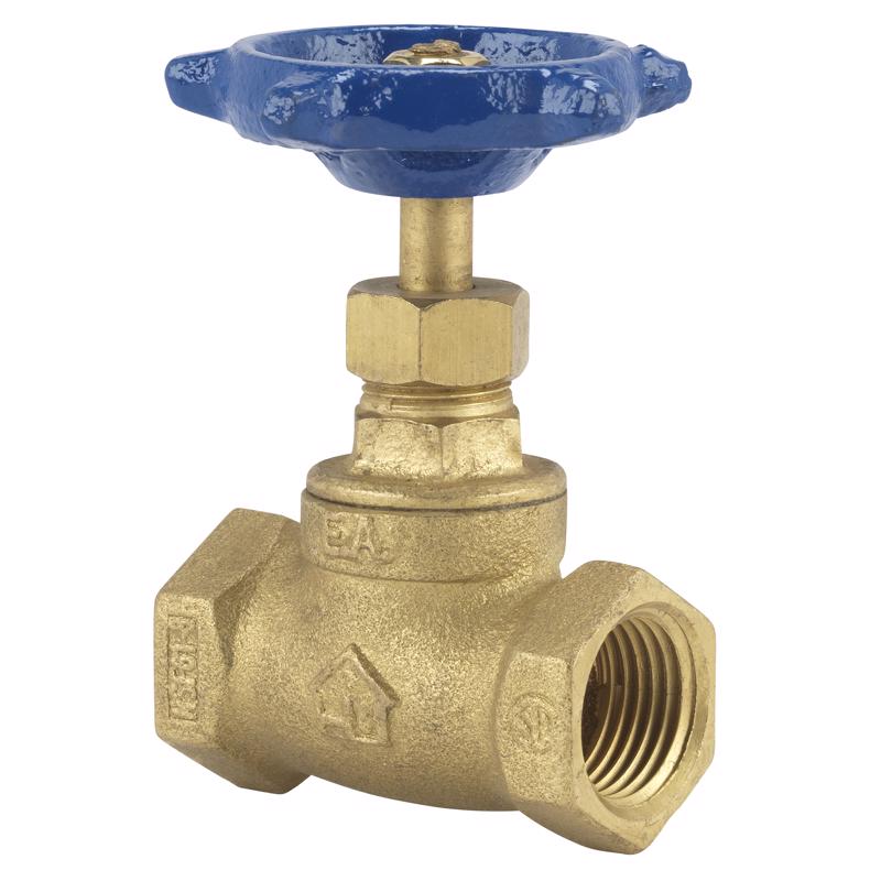 Emery Jensen 3/4-inch stop valve with 125 PSI capacity, featuring a metal lever and durable construction for plumbing control.