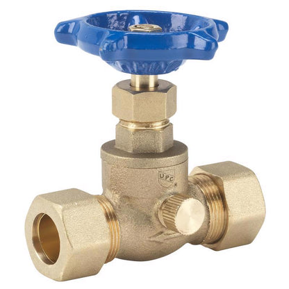Emery Jensen 1/2-inch stop and waste valve showing valve handle and connection for plumbing applications.
