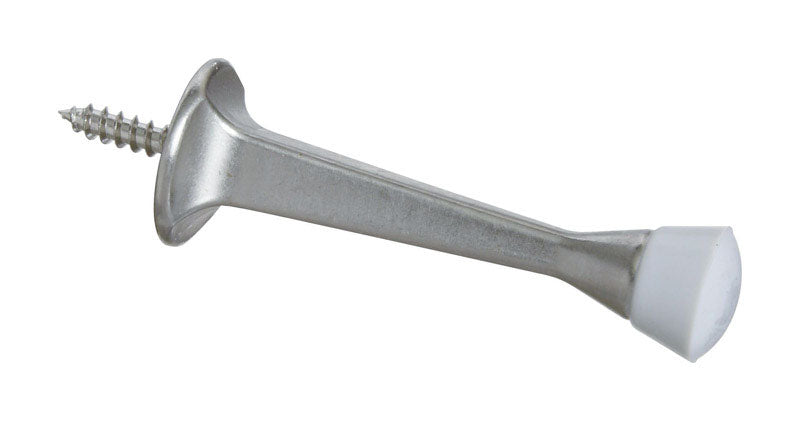Emery Jensen Rigid Door Stop STN NKL, a sturdy door stop with a nickel finish, designed to prevent door movement.