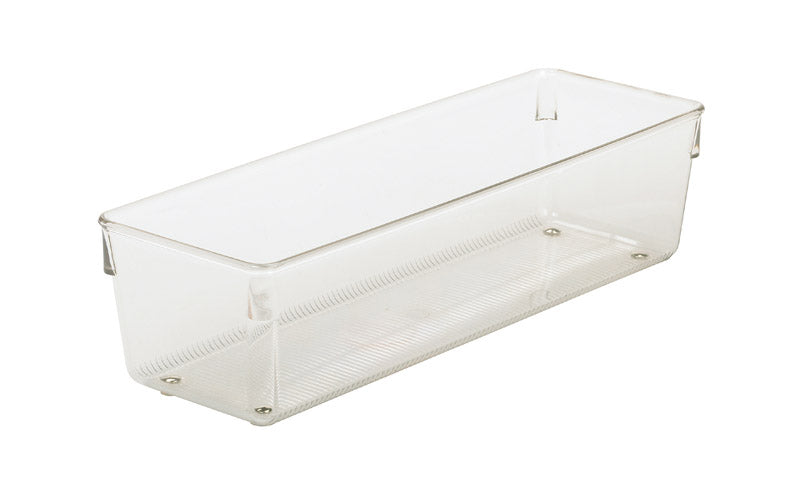 Clear Emery Jensen Linus storage drawer organizer with 4x12x3-inch compartments for efficient drawer organization