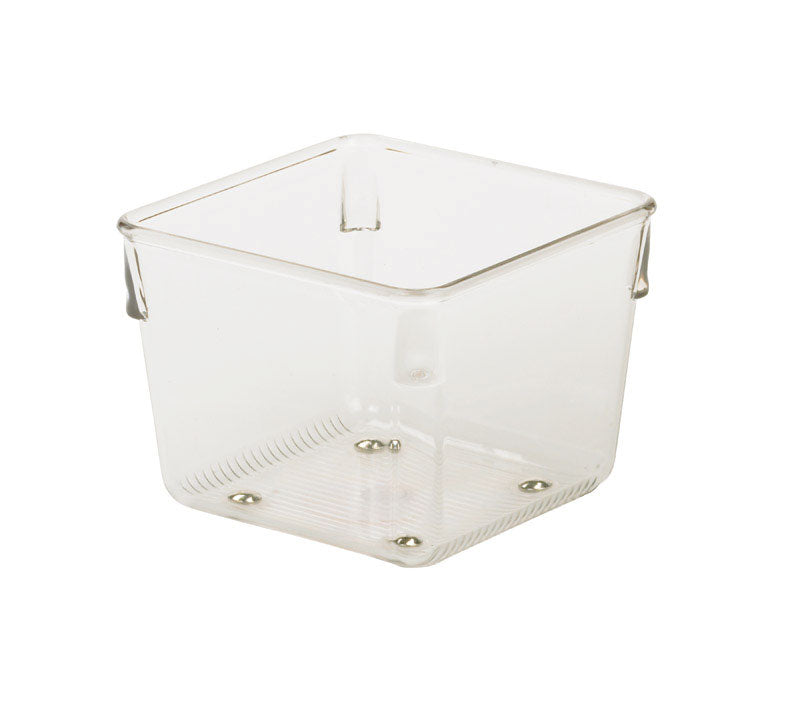 Clear Linus Organ Storage Drawer Organizer by Emery Jensen, 4x4x3 inches, transparent plastic with multiple compartments for organizing small items.