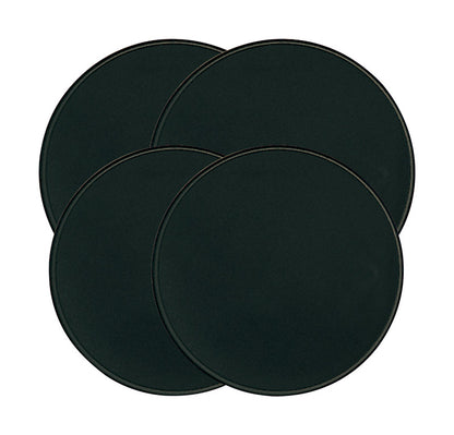 Emery Jensen black stove burner set with reflector pans and extension covers, includes four burner covers for cooking protection.