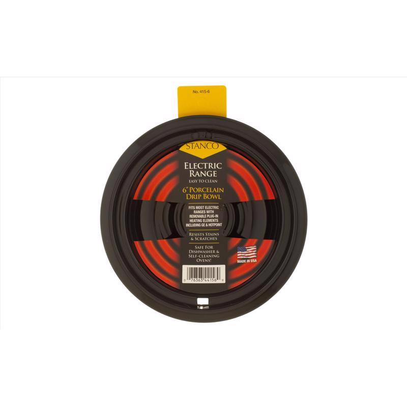 Emery Jensen 6-inch porcelain drip pan bowl for stove reflector pan extension, designed for durable kitchen use.