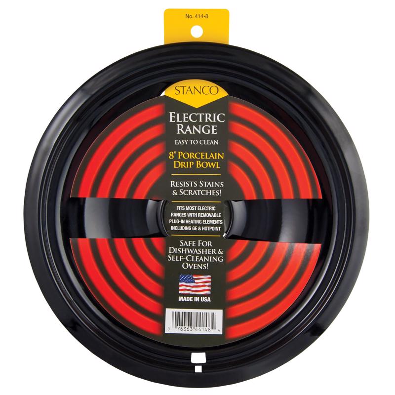 Emery Jensen 8-inch porcelain drip pan bowl for stove reflector pan extension, round white ceramic cookware accessory
