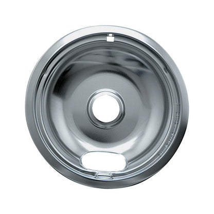 Emery Jensen 8-inch chrome-style stove reflector drip pan extender, designed to catch drips and protect stovetop surfaces.