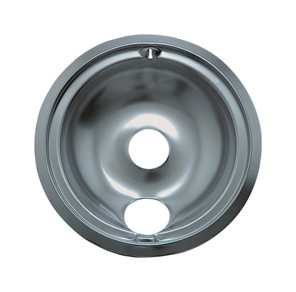 Emery Jensen 8-inch chrome-style drip pan for stove reflector extender, used as a replacement or accessory for cooking appliances.