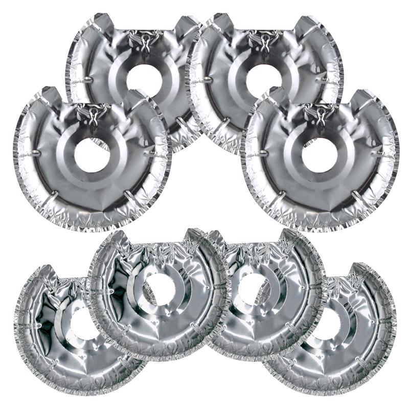 Emery Jensen stove reflector pan extender set with 8 aluminum reflectors for enhanced heat distribution.