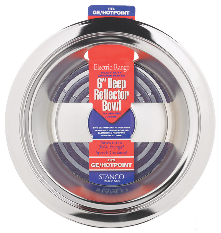 Emery Jensen 6-inch deep reflector bowl for stove reflector pan or extender, used for heat distribution and cooking flexibility.