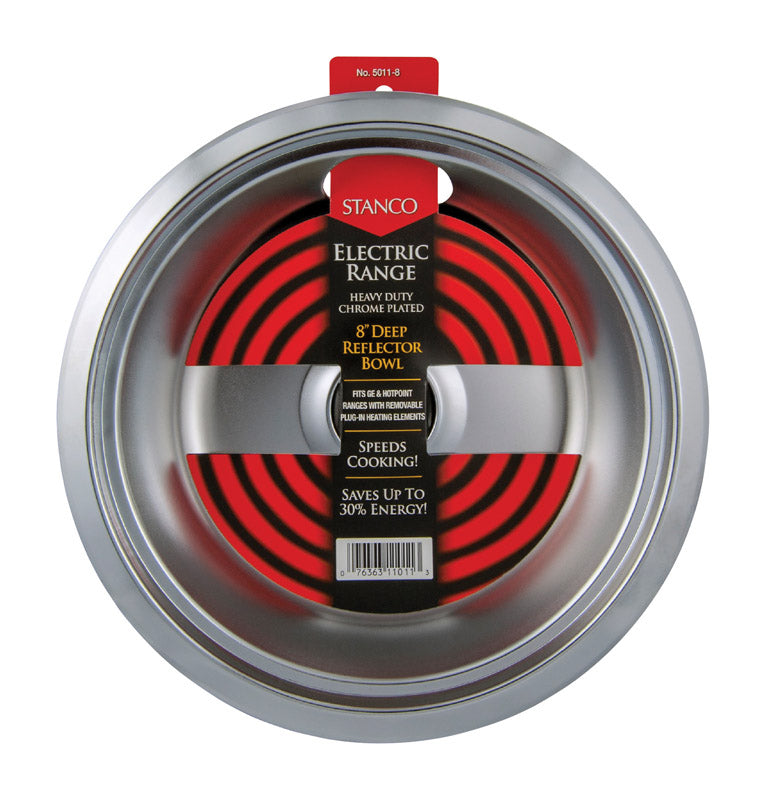 Emery Jensen 8-inch deep reflector bowl for stove reflector pan or extender, used for cooking or heat distribution.
