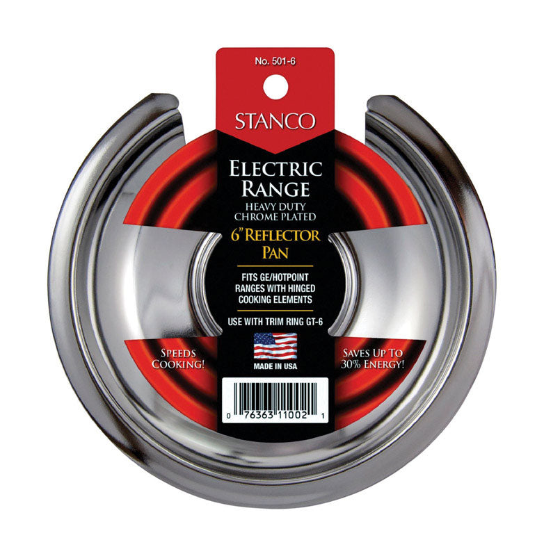 Emery Jensen 6-inch stove reflector pan extender, metal cookware accessory for enhancing stove burner performance.